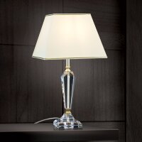 Tischlampe Metall Stoff 57 cm in Klar Creme Gold E27