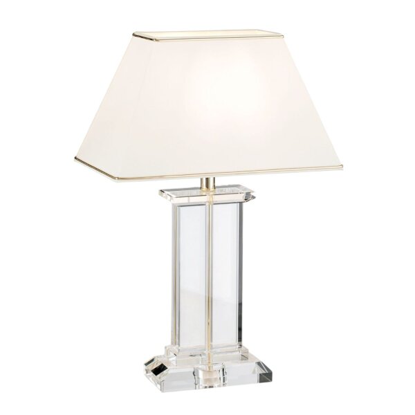 Tischleuchte Metall Stoff E27 55 cm in Klar Creme Gold