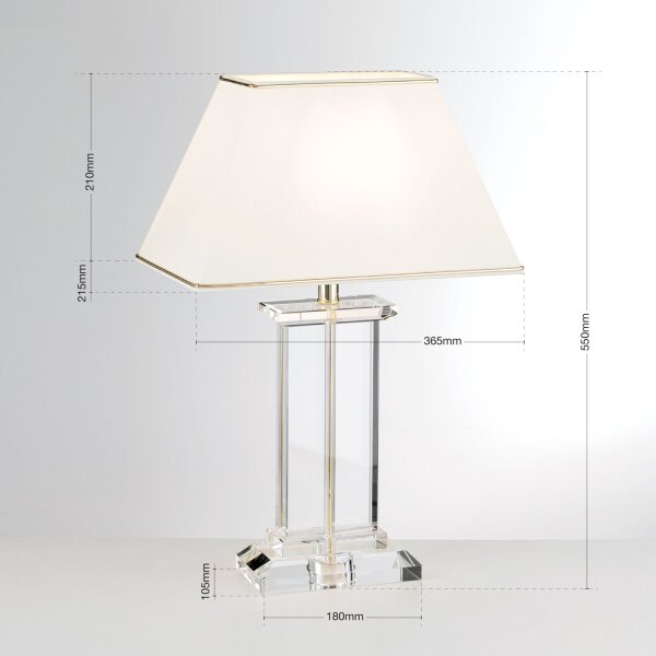 Tischleuchte Metall Stoff E27 55 cm in Klar Creme Gold