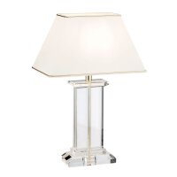 Tischleuchte Metall Stoff E27 55 cm in Klar Creme Gold