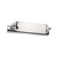 Wandleuchte Echt-Messing Glas 27,5 cm breit Chrom Wei&szlig;
