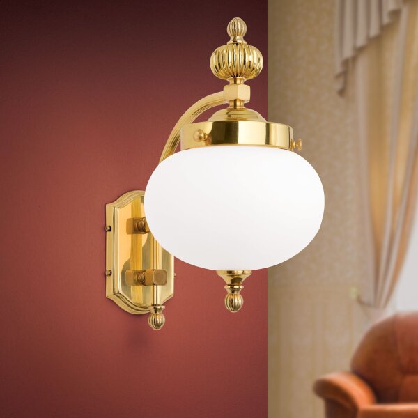 Wandleuchte Messing massiv Glas 32 cm hoch E27 VIKTOR