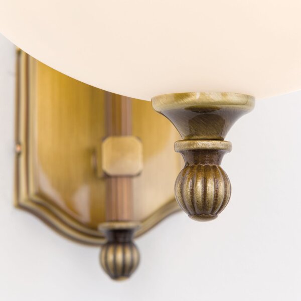 Wandlampe Messing massiv Glas H: 32 cm E27 Jugendstil