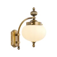 Wandlampe Messing massiv Glas H: 32 cm E27 Jugendstil