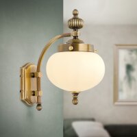 Wandlampe Messing massiv Glas H: 32 cm E27 Jugendstil
