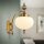 Wandlampe Messing massiv Glas H: 32 cm E27 Jugendstil