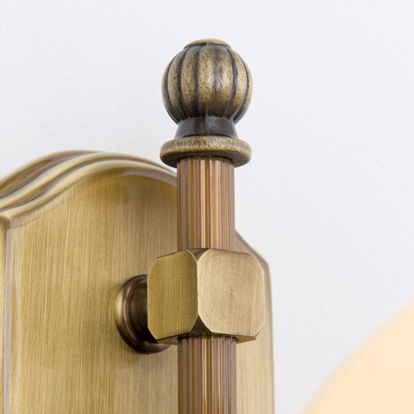 Wandleuchte Echt-Messing Glas E27 H: 32 cm Jugendstil