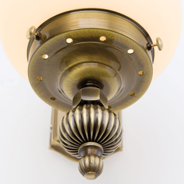 Wandleuchte Echt-Messing Glas E27 H: 32 cm Jugendstil