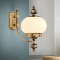Wandleuchte Echt-Messing Glas E27 H: 32 cm Jugendstil
