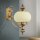 Wandleuchte Echt-Messing Glas E27 H: 32 cm Jugendstil