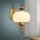 Wandleuchte Echt-Messing Glas E27 H: 32 cm Jugendstil