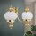 Wandlampe Messing massiv Glas 32 cm hoch E27 2-flammig