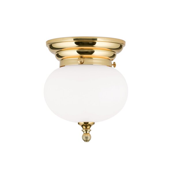 Deckenlampe Messing massiv Glas rund D: 18 cm E27