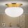 Deckenleuchte Messing Glas E27 D: 33 cm rund 2-flammig