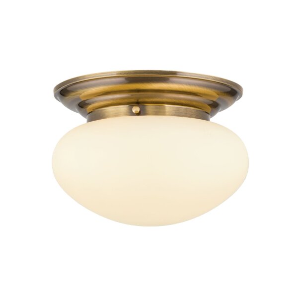 Deckenlampe Echt-Messing Glas E27 D: 33 cm 2-flammig