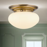 Deckenlampe Echt-Messing Glas E27 D: 33 cm 2-flammig