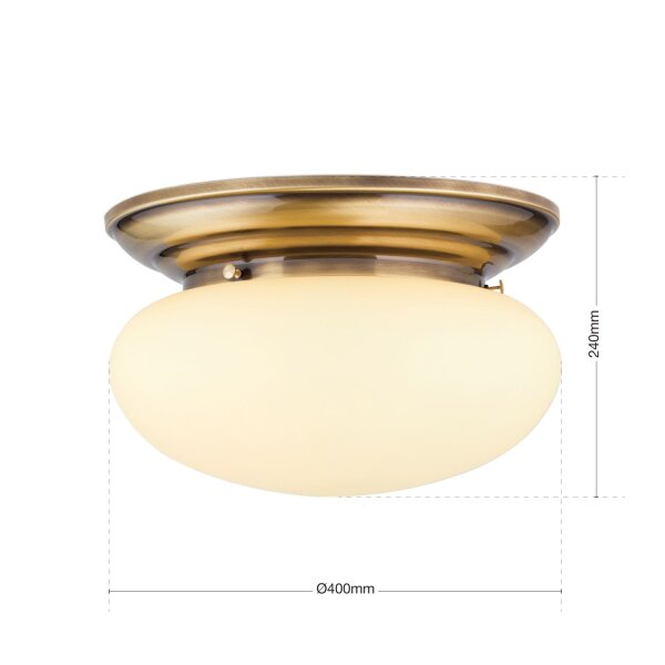 Deckenlampe Messing Glas E27 rund Ø 40 cm 2-flammig