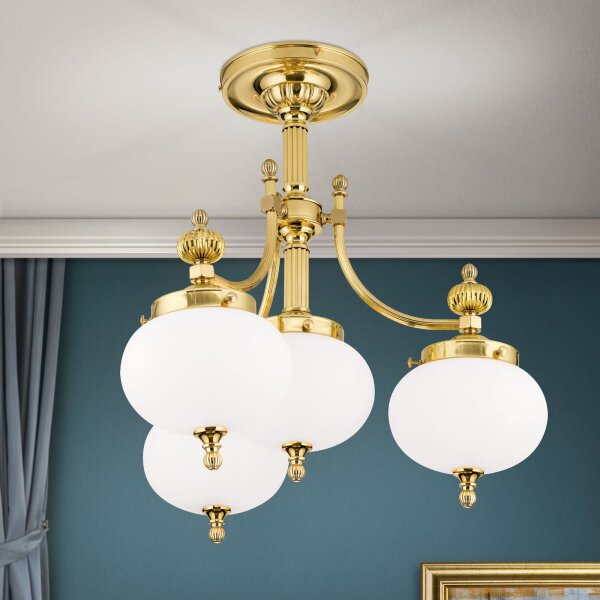 Deckenlampe Messing Glas E27 B: 55 cm 4-flammig VIKTOR