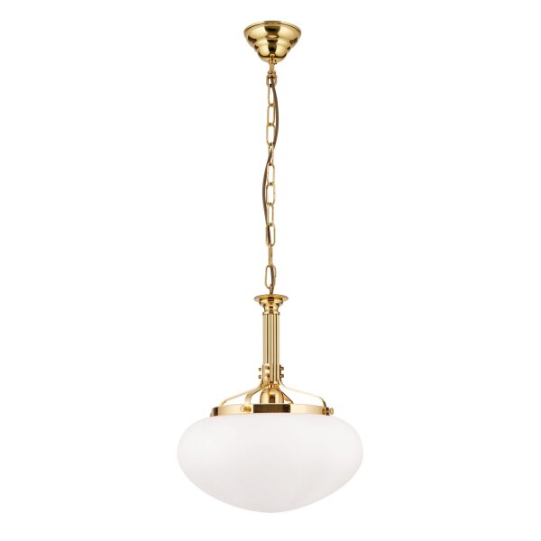 Hängelampe Messing Glas D: 33 cm rund H: 115 cm