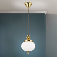 Hängeleuchte Messing massiv Glas E27 D: 18 cm rund