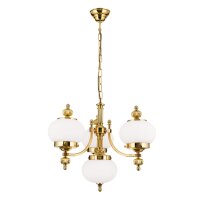 Kronleuchter Echt-Messing Glas E27 55 cm breit VIKTOR