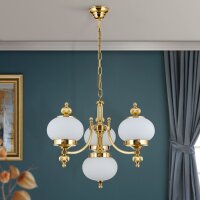 Kronleuchter Echt-Messing Glas E27 55 cm breit VIKTOR