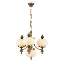 Kronleuchter Echt-Messing Glas E27 B: 55 cm 4-flammig