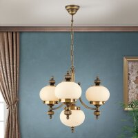 Kronleuchter Echt-Messing Glas E27 B: 55 cm 4-flammig