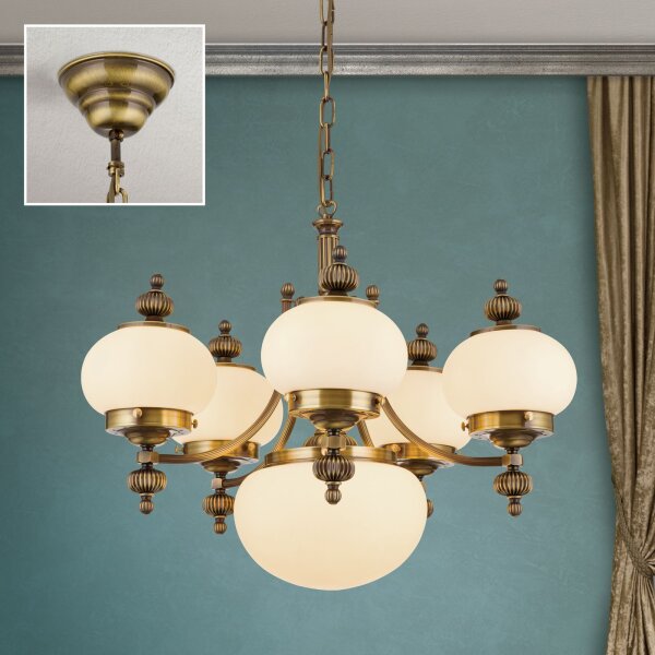 Kronleuchter Glas Messing E27 B: 65 cm H: 125 cm