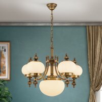 Kronleuchter Glas Messing E27 B: 65 cm H: 125 cm