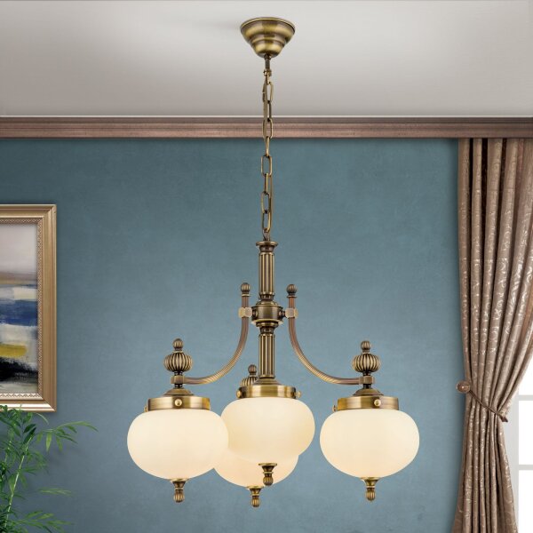 Pendelleuchte Glas Messing E27 B: 55 cm H: 122 cm