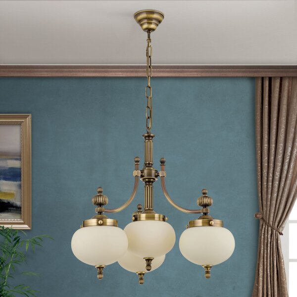 Pendelleuchte Glas Messing E27 B: 55 cm H: 122 cm