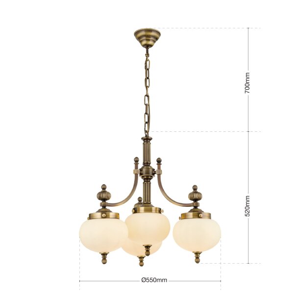 Pendelleuchte Glas Messing E27 B: 55 cm H: 122 cm