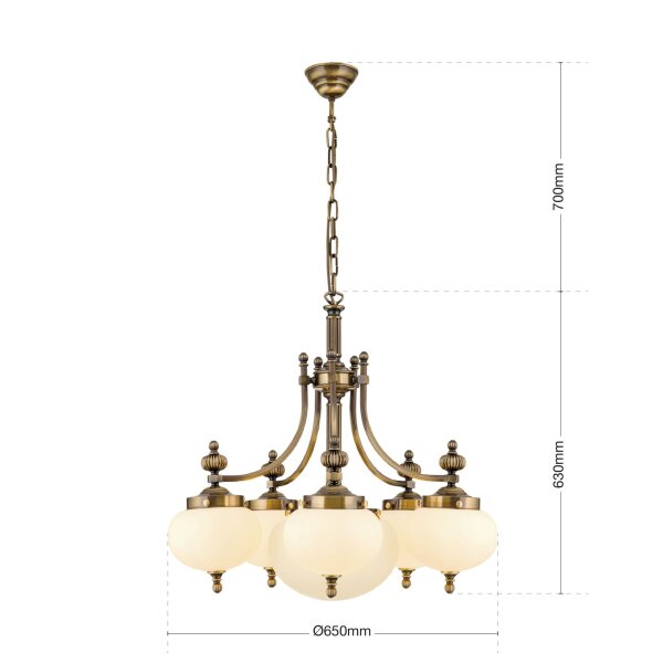 Pendelleuchte Messing Glas E27 B: 65 cm H: 133 cm