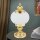 Tischlampe Messing Glas 33 cm hoch E27 rund Jugendstil
