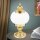 Tischlampe Messing Glas 33 cm hoch E27 rund Jugendstil