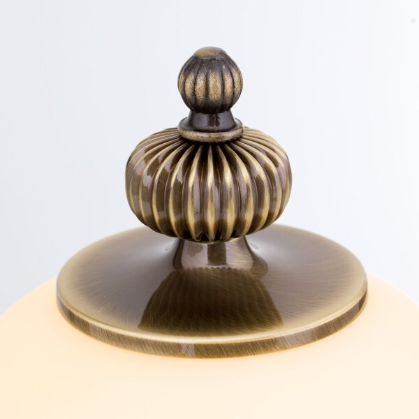 Nachttischlampe Echt-Messing Glas 33 cm hoch E27 rund