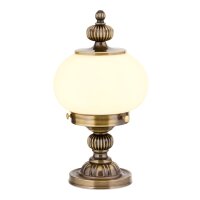 Nachttischlampe Echt-Messing Glas 33 cm hoch E27 rund