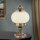 Nachttischlampe Echt-Messing Glas 33 cm hoch E27 rund