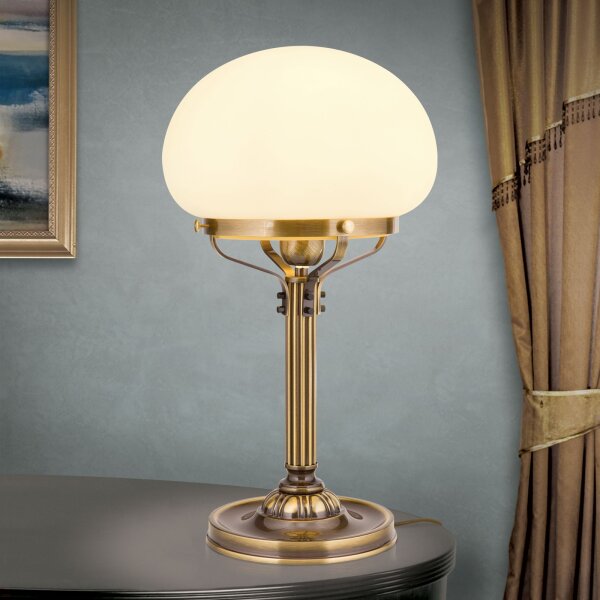 Nachttischleuchte Messing massiv Glas 51 cm hoch E27
