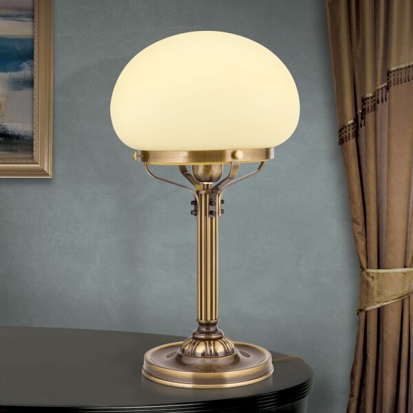 Nachttischleuchte Messing massiv Glas 51 cm hoch E27