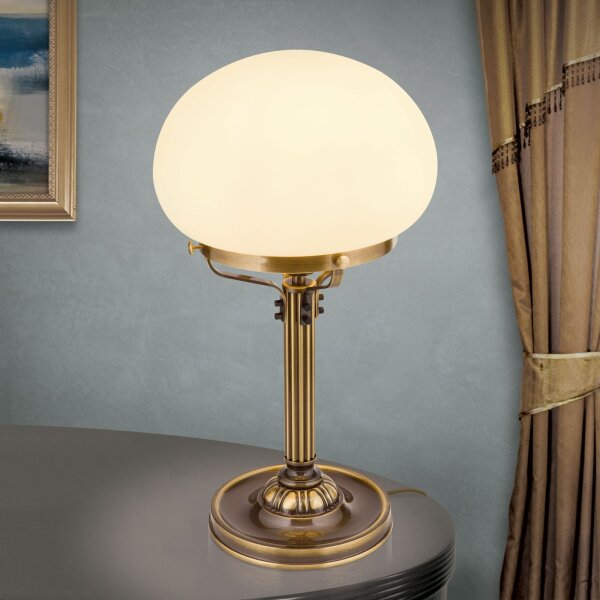 Nachttischleuchte Messing massiv Glas 51 cm hoch E27