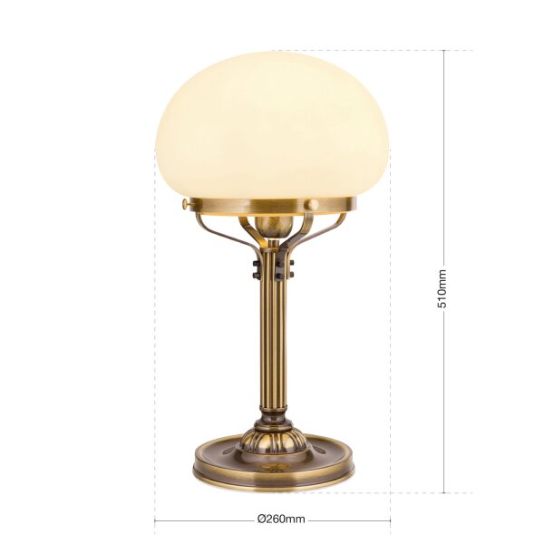 Nachttischleuchte Messing massiv Glas 51 cm hoch E27