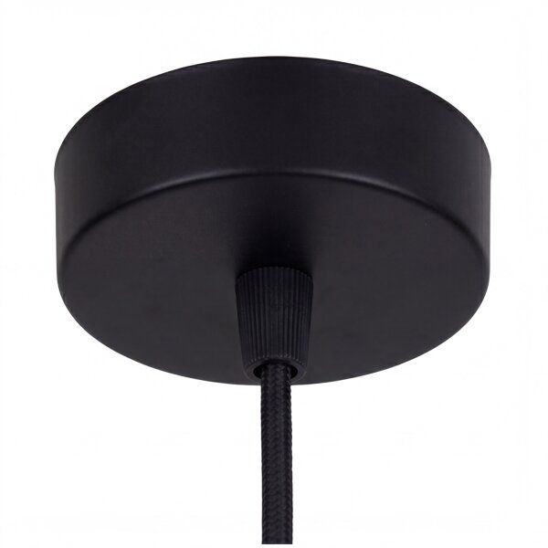 Boho Hängelampe Bambus Schwarz Metall E27 Ø40 cm rund