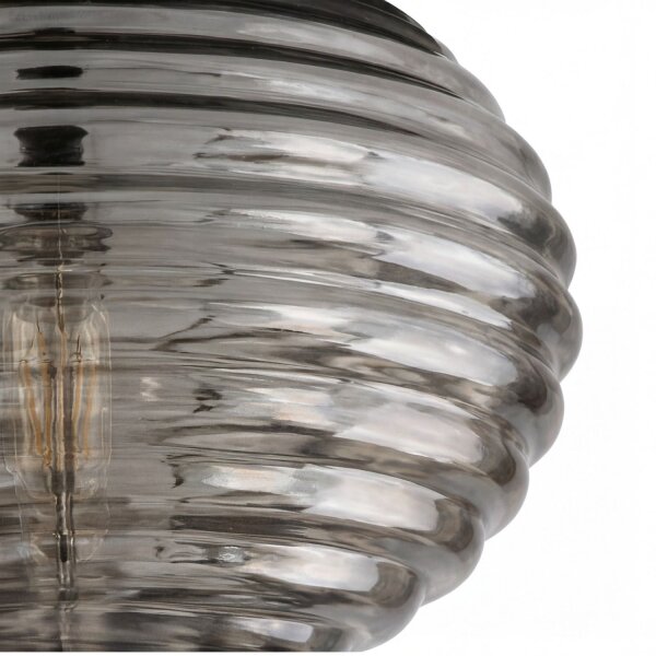 Deckenleuchte Rauchglas Metall Schwarz E27 Ø20 cm rund