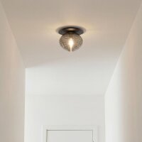Deckenleuchte Rauchglas Metall Schwarz E27 Ø20 cm...