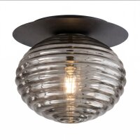 Deckenleuchte Rauchglas Metall Schwarz E27 Ø20 cm...