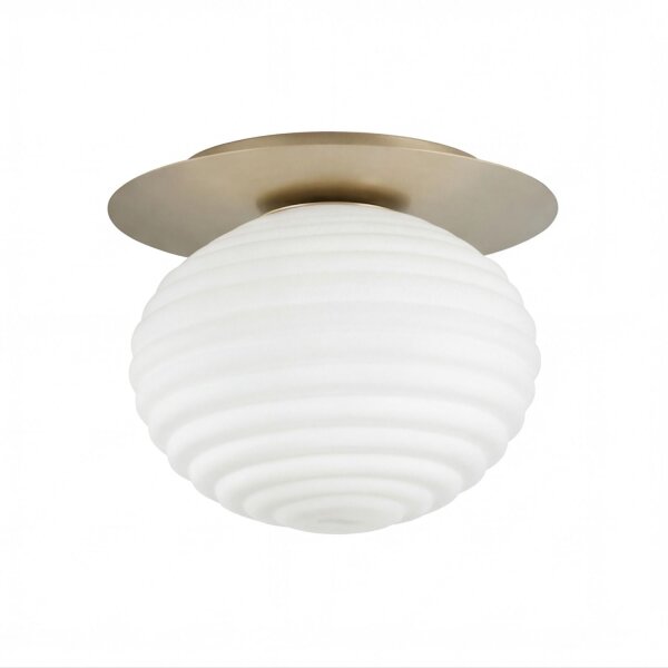 Deckenleuchte Glas Metall Weiß Gold E27 Ø20 cm rund
