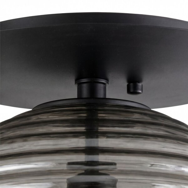 Deckenlampe Rauchglas Metall Schwarz E27 Ø35 cm rund