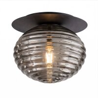 Deckenlampe Rauchglas Metall Schwarz E27 Ø35 cm rund